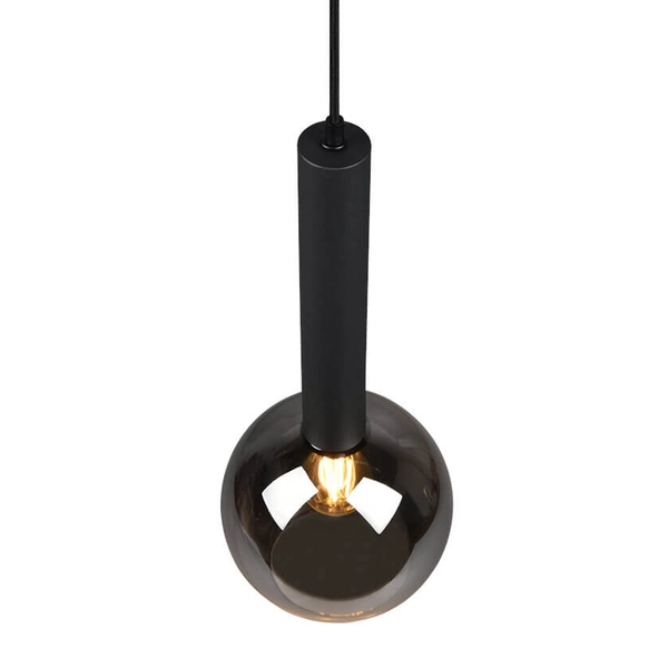 Lampa zawieszana CLAYTON 310300132 Trio pojedyncza bańka przydymiona czarny