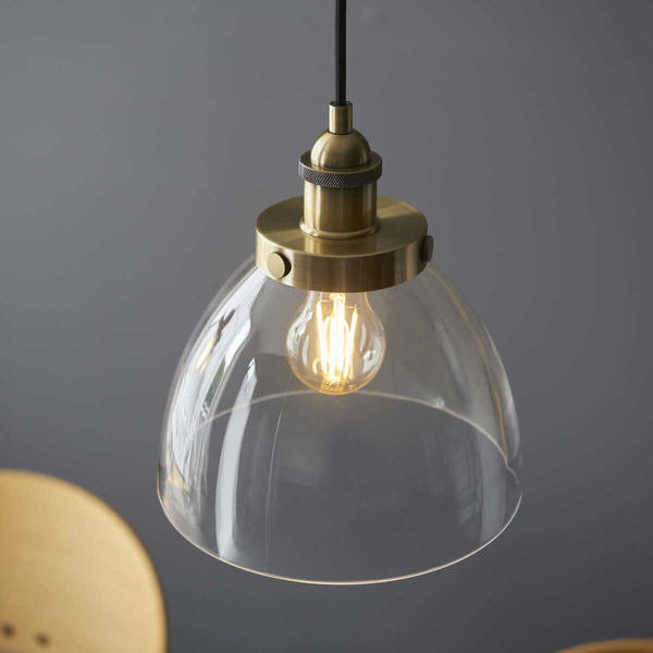 Lampa wisząca na listwie Hansen 98114 Endon przezroczysta mosiądz chrom