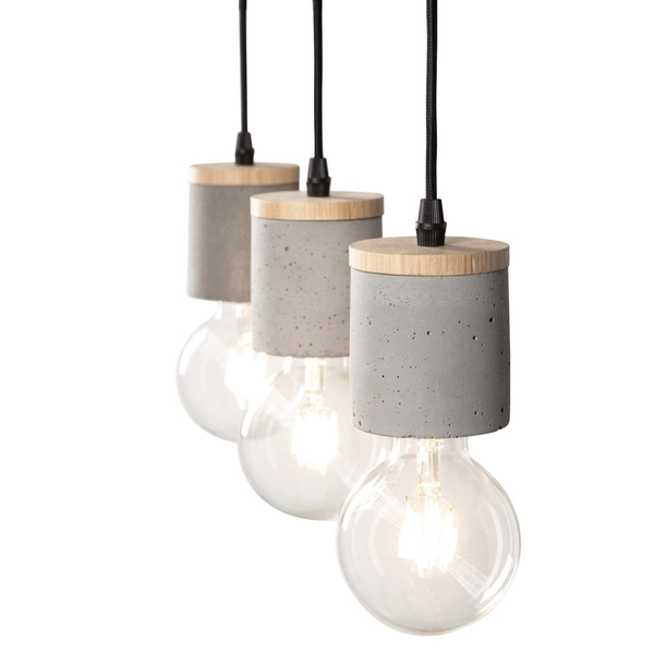 Wisząca lampa CESAR 1899174 betonowa zwis szary drewno