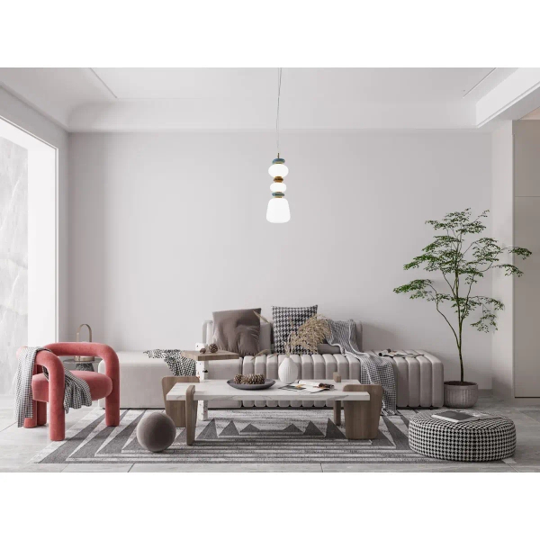 Wisząca lampa do salonu ceramika Evans PND-94981V-3B-GD LED 15W 3000K biała złota