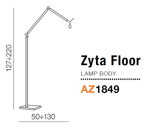 Stelaż do lampy podłogowej Zyta AZ1849 Azzardo do salonu regulowany czarny