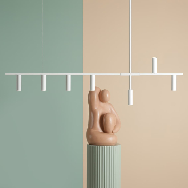 Podłużna lampa wisząca nad stół Trevo 1104T Aldex metalowe tuby białe