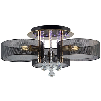 Sufitowa LAMPA glamour DRS8006/3 LED 180W TR NET Elem metalowa OPRAWA crystal z pilotem złota czarna