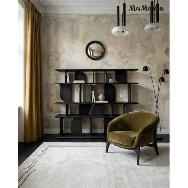 Regał NIVO MM001501100403 czarny drewniany do salonu 170cm
