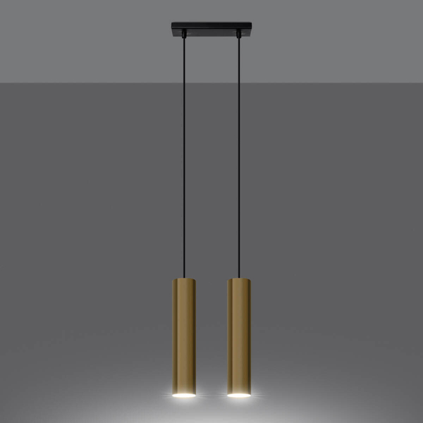 Podwójna lampa wisząca Lagos SL.1241 Sollux zwis rurka industrialna złota