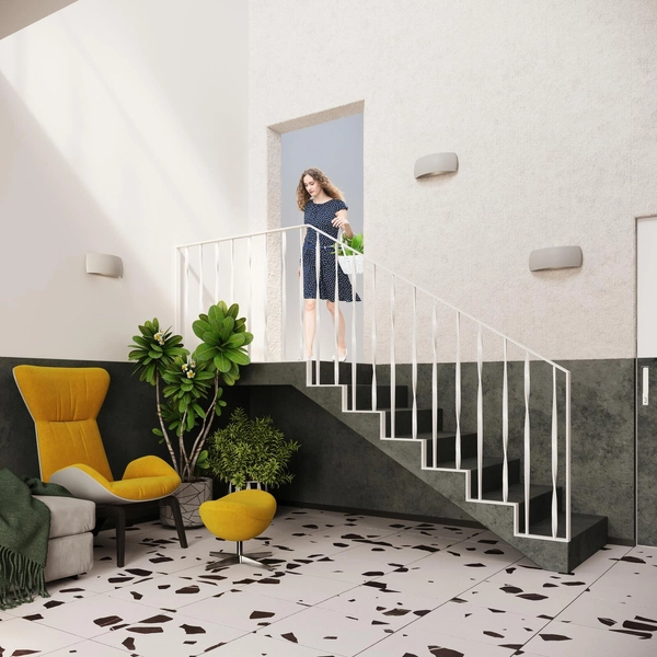 LAMPA ścienna SL.0875 półokrągła OPRAWA ceramiczny kinkiet szary