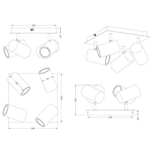 Kuchenne reflektorki Marley 802430480 Trio metalowe czarne złote