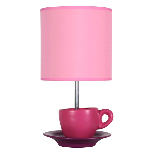 Stojąca lampa stołowa CYNKA 41-34809 biurkowa filiżanka dekoracyjna różowa
