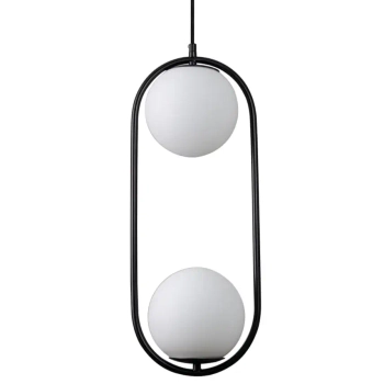Zwisowa lampa COSTA DUO DP0002-2 black Step szkło metal ramka czarna