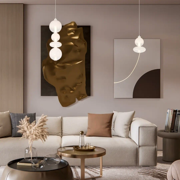 Szklana lampa wisząca DAPHNE ML0863 LED 36W 3000K biała złota