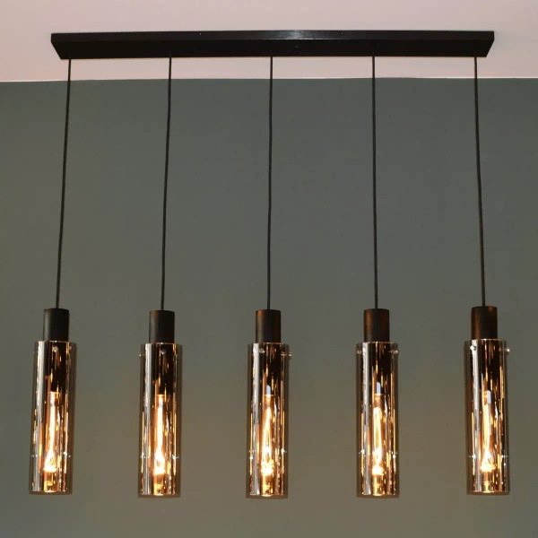 Szklana lampa wisząca ORLANDO 74404/05/65 Lucide przydymiony czarny