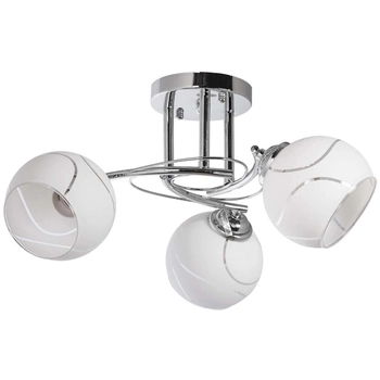 LAMPA sufitowa VEN W-C 0240/3 metalowa OPRAWA szklane klosze spirala chrom