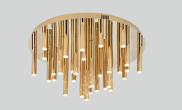 LAMPA sufitowa ORGANIC C0188D Maxlight metalowa OPRAWA sople LED 33W 3000K tuby złote