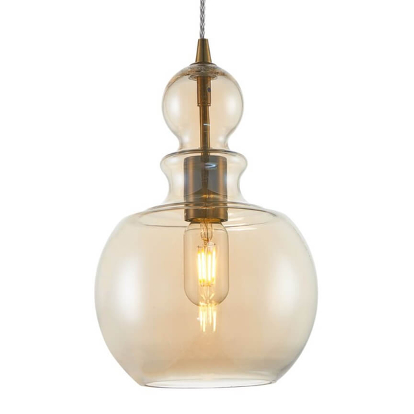 Okrągła lampa wisząca Ton P003PL-01BZ metal bursztynowa