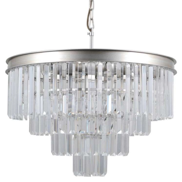 Wisząca lampa VERDES PND-44372-8A-SLVR-BRW crystal srebrny przezroczysty