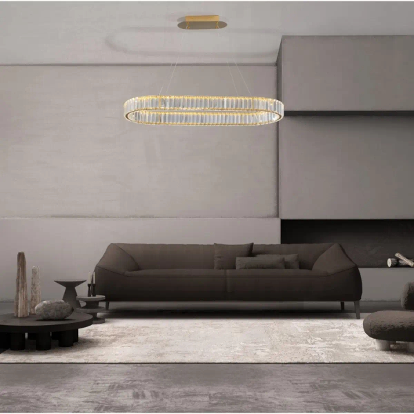 Owalna lampa wisząca Bauta crystal LED 48W 3500K glamour złota