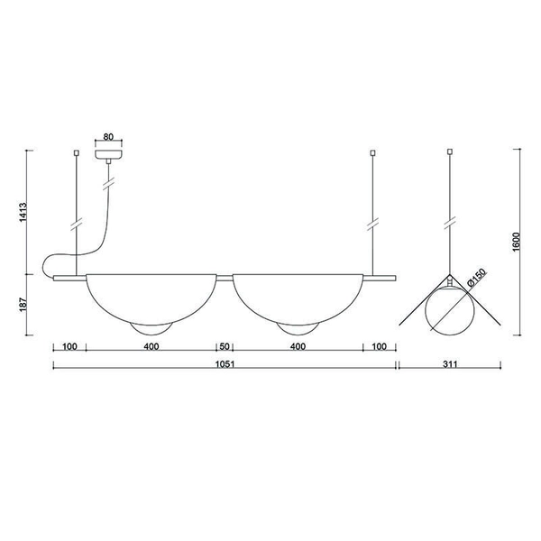 Podwójna lampa wisząca Sallo SAB211P0 do sypialni biała