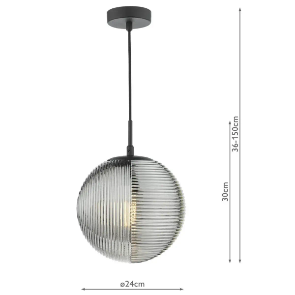 Kulista wisząca lampa Evander EVA0122 kula czarna przydymiona