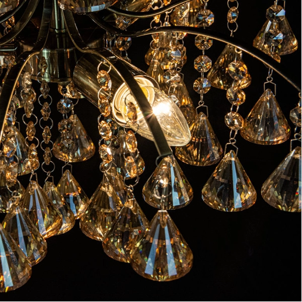 LAMPA wisząca 6246/3 21QG Elem kryształowa OPRAWA żyrandol na łańcuchu zwis mosiądz bursztynowy