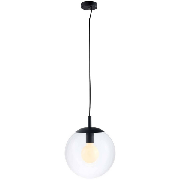 Hygge LAMPA wisząca ALUR 10731102 Kaspa skandynawska OPRAWA kulisty ZWIS szklana kula ball czarna przezroczysta