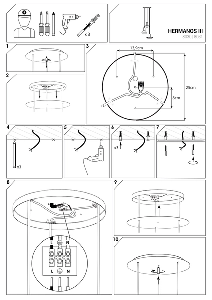 Czarna lampa wisząca Hermanos 8030 zwis 3-płomienny do kuchni
