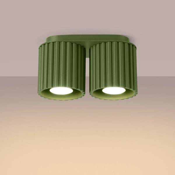 Sufitowa oprawa ryflowana AURA oliwkowa SL.1795 2xGU10 metalowa