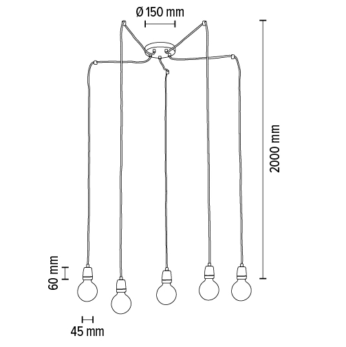 Wisząca lampa PORCIA 3181502 ceramiczna loftowy zwis pająk biały grafitowy