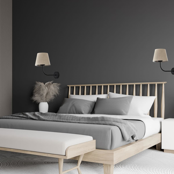 Klasyczny kinkiet do sypilani Chicago 4186 TK Lighting lniany abażur czarny