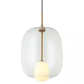 Owalna lampa wisząca 22057 szklana kula przezroczysty złoty