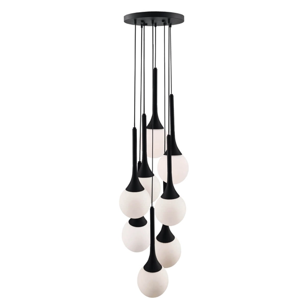 Kaskadowa lampa wisząca Jun 5171 Shilo łezki kule metalowa do salonu czarny