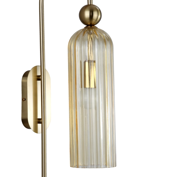 Bursztynowy kinkiet Piega podłużna szklana lampa nad lustro