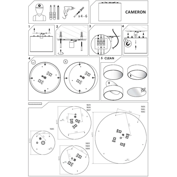 Sufitowa LAMPA okrągła CAMERON 9687 Nowodvorski plafon abażurowy tuba szara