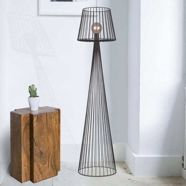 Druciana lampa podłogowa Soul K-4643 do salonu czarna