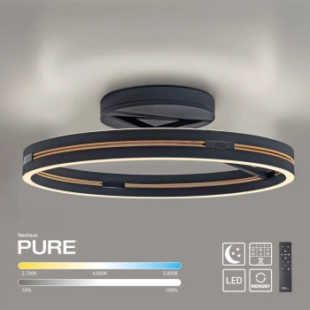 Sterowany pilotem plafon PURE E-LOOP czarny 6552-18 1xLED 33W 2700-5000K ze zmienną barwą