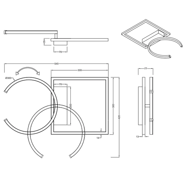 Plafon LAMPA sufitowa PIVOT R62162131 RL Light ruchoma OPRAWA metalowa LED 23W 4000K ściemnialny kinkiet biały