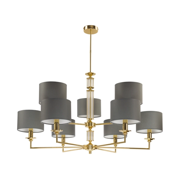 Wisząca lampa salonowa Artu ART-ZW-9 (Z) z abażurami szara mosiądz