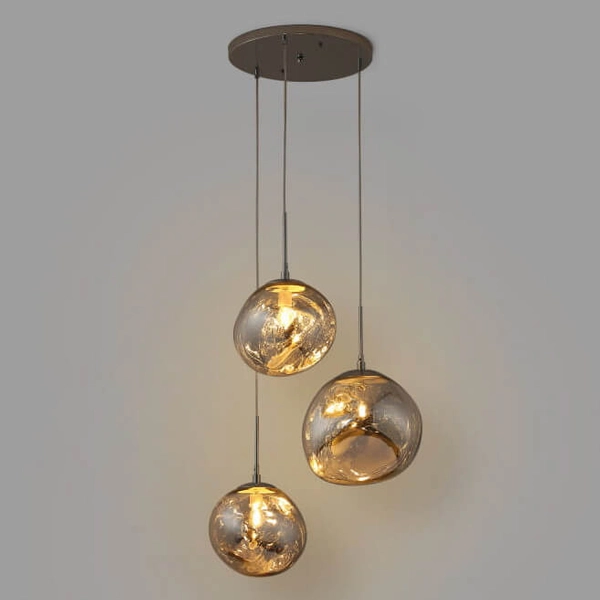 Kaskadowa lampa wisząca Sfero ABR-Z3S-E28 Abruzzo bańki srebrna