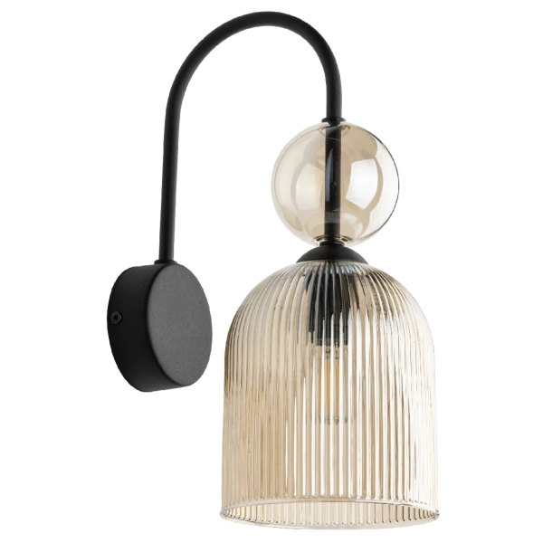 Ścienna lampa szklana Sophia Cognac 11140 ryflowana kula koniak