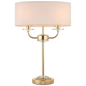 Lampa stołowa klasyczna Nixon 70564 Endon abażur ecru mosiądz