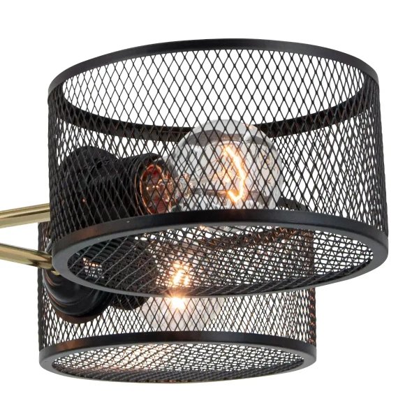 Ażurowa lampa sufitowa 1097/4 BL TR do biura czarna złota