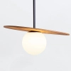 Wisząca lampa drewniana Orbit QN-ORBIT-P-M-TEAK kula brązowy biały