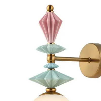 Nowoczesna ścienna lampa 22080 ceramiczna szkło opalowe mosiądz