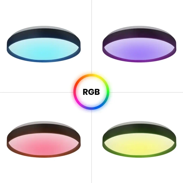 Sterowany pilotem plafon RINGO ML9965 390mm LED 36W RGBW czarny