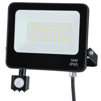 Techniczna lampa halogenowa EKN1627 LED 50W 4000K PIR IP65 czarny