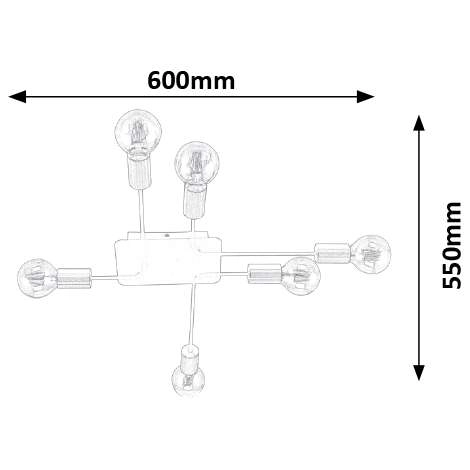 Plafon LAMPA sufitowa LANNY 2103 Rabalux industrialna OPRAWA metalowe pręty sticks pająk czarne złote