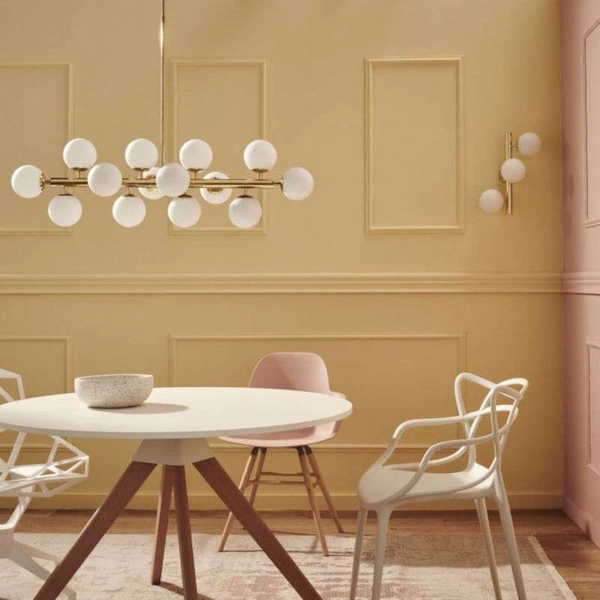 Modernistyczna LAMPA wisząca CUMULUS 10752145 Kaspa metalowa OPRAWA szklane kule balls ZWIS molekuły złote białe