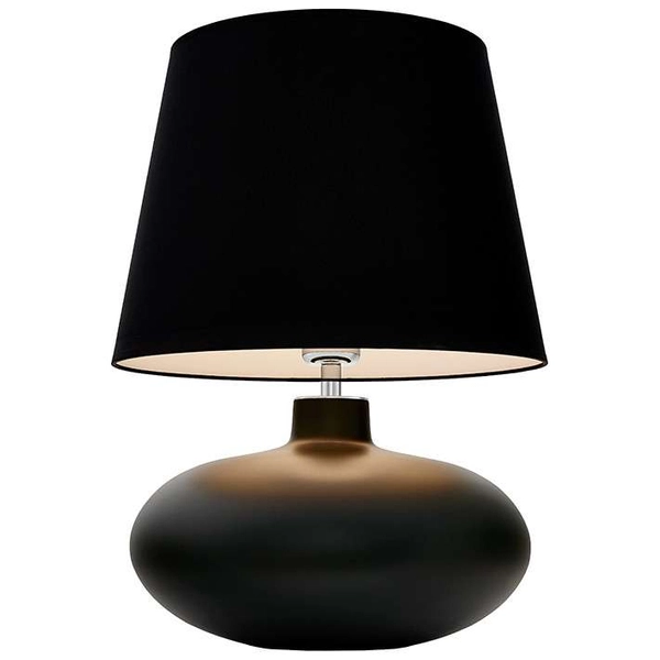 Stojąca LAMPA stołowa SAWA 40591102 Kaspa abażurowa LAMPKA biurkowa klasyczna do sypialni nocna grafitowa matowa czarna