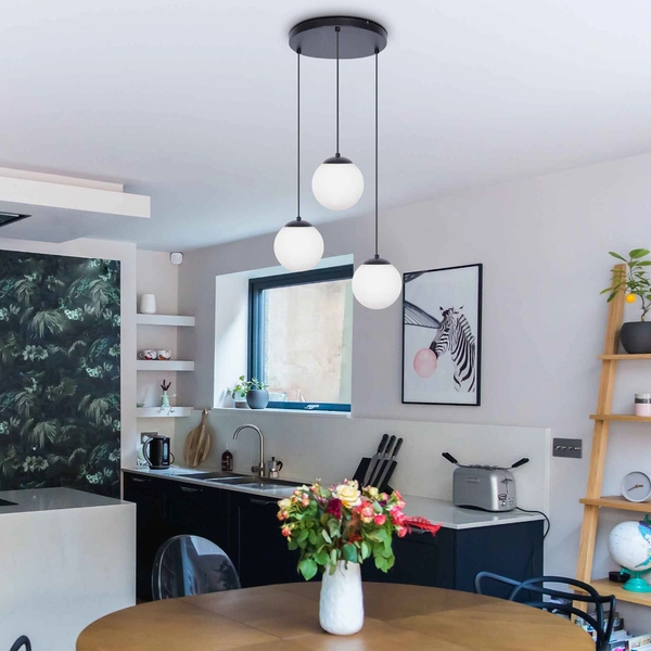 Czarna lampa wisząca CAMINA K-4746 szklane kule balls kaskada