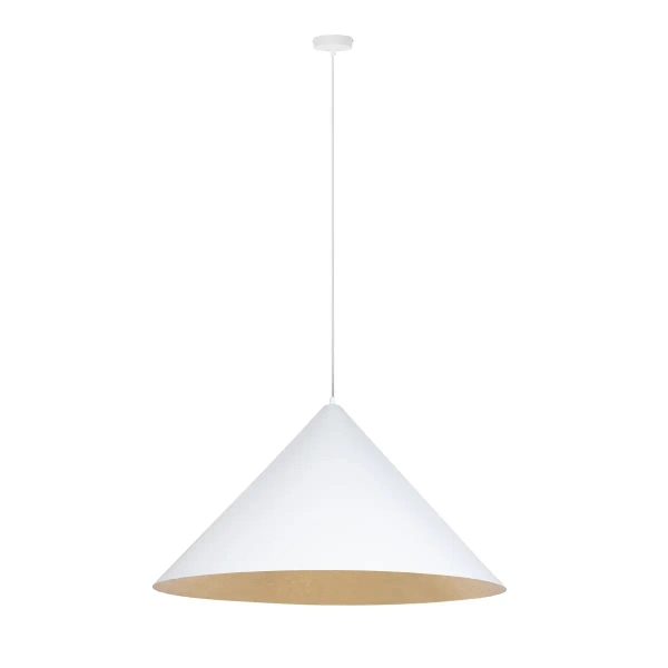 Zwisająca lampa do jadalni VESUVIO 41027 kompozyt stożek biały