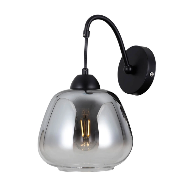 Owalny ścienny kinkiet Felis WL-40824-1-BK do salonu przydymiony czarny